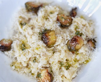 CRAB RISOTTO WITH BRUSSEL SPROUTS AND PESTO OIL