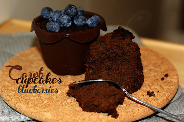 Carob cupcakes with fresh blueberries