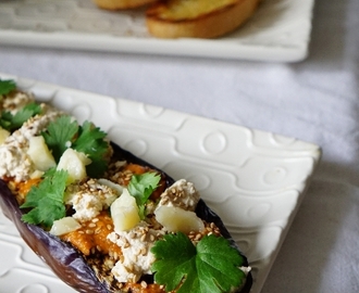 Munakoisoa Björckin tapaan * Aubergine with Romesco sauce and yoghurt tahini dressing