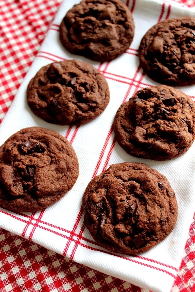 Chewy double chocolate chip cookies