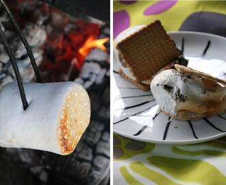 S'mores - nuotiovaahtokarkit keksien ja suklaan kera