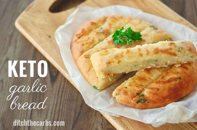 Cheesy Keto Garlic Bread - using mozzarella dough