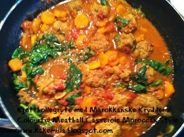 Fargerik Kjøttbollegryte med Marokkanske Krydder / Colourful Meatball Casserole Moroccan Style