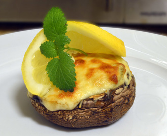 Gratinert Portobello med tunfisk og brokkoli