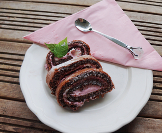 Sjokolade rullekake med bringebær mousse (lavkarbo)