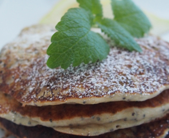 Lemon, poppyseedpancake; sukkerfri og proteinrik.