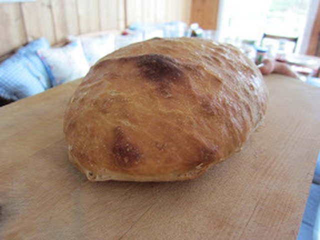 Helgefrokost på hytta - no knead bread