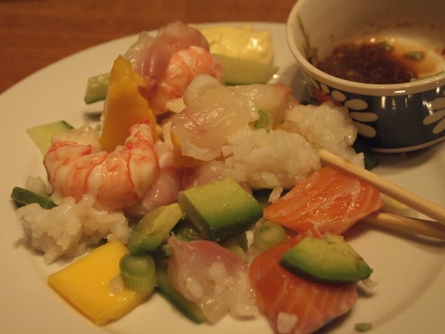 Sushi for dummies: Chirashi Sushi med ponzusaus og wasabimajones