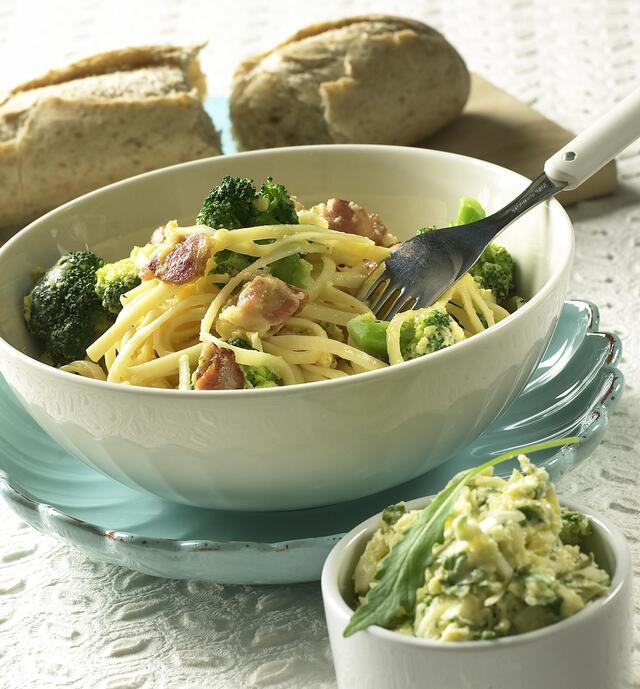 Spaghetti Carbonara med brokkoli