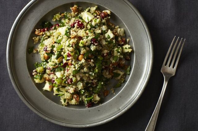 Quinoa Salad with Hazelnuts, Apple, and Dried Cranberries