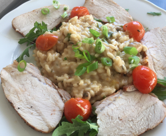 Risotto med sopp og vårløk perfekt som tilbehør eller en rett for seg selv