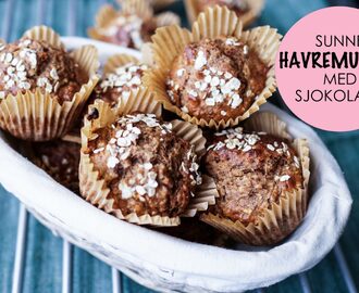 Sunne havremuffins med en touch av sjokolade!