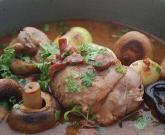 Coq au vin.