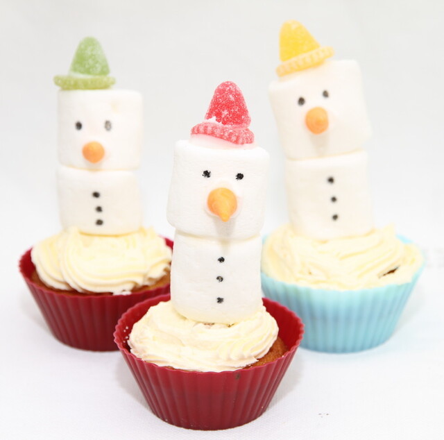 Snømann cupcakes