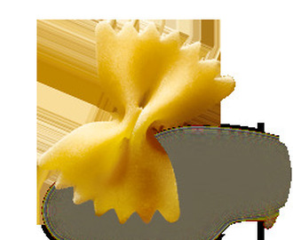 Farfalle med stracchino-ost, spekeskinke og spinat