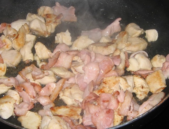 Pasta med kylling og bacon