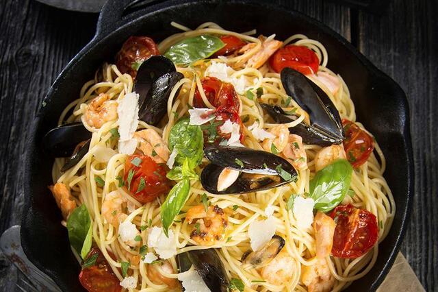 Italiensk pasta med blåskjell og reker | Coop Mega