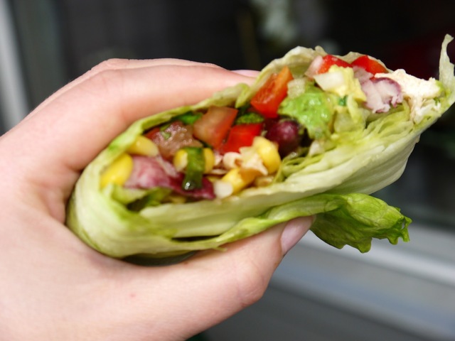 Salad wrapped burritos