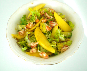 ♥ Mango salat med byggryn og krepsehaler♥