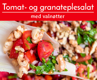 Tomat- og granateplesalat med valnøtter