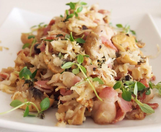 Lchf: Risotto med sopp og bacon.