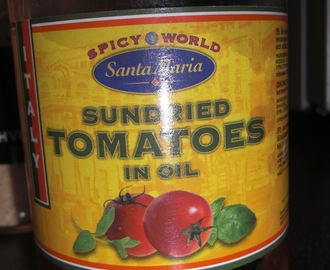 Rundstykke med soltørkede tomat i olje og krydder