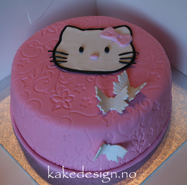 hello kitty kake i rosa, med mønster