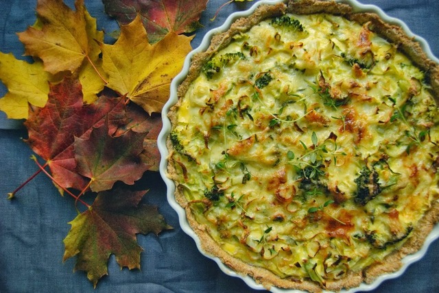 Vegetarisk terte: Brokkoli, blomkål og purre...