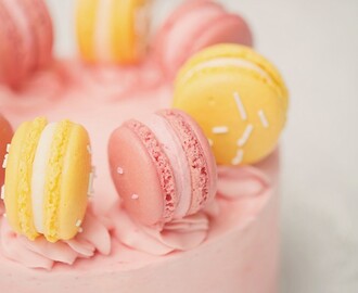 Lemon raspberry macaron cake