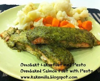 Ovnsbakt Laksefilet med Pesto / Ovenbaked Salmon Filet with Pesto