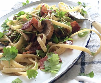 LINGUINE MED SOPP OG BACON