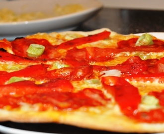 Chorizopizza med grilla paprika