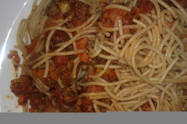 Nydelig kjøttsaus og spaghettini