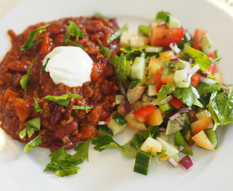 Sterk og god chili con carne med mye protein og kjærlighet <3