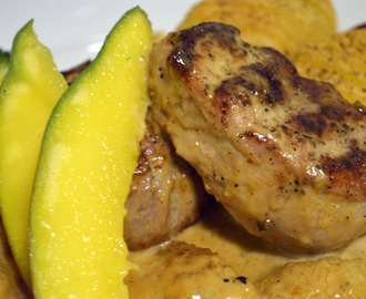 Svinefilet med mango/ingefær saus