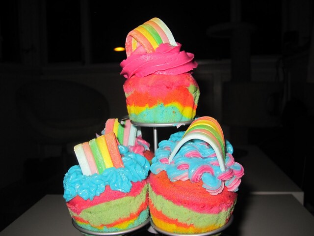 Regnbue Cupcakes