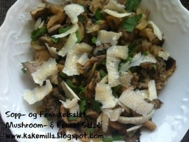 Sopp- og Fennikelsalat med Parmesanflak / Mushrooms- and Fennel Salad with Parmesan Flakes