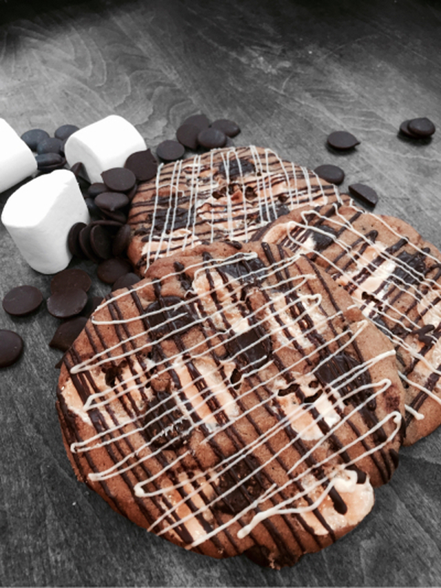 LARGE chewy chocolate chip cookies with dark and white chocolate and marshmallows!