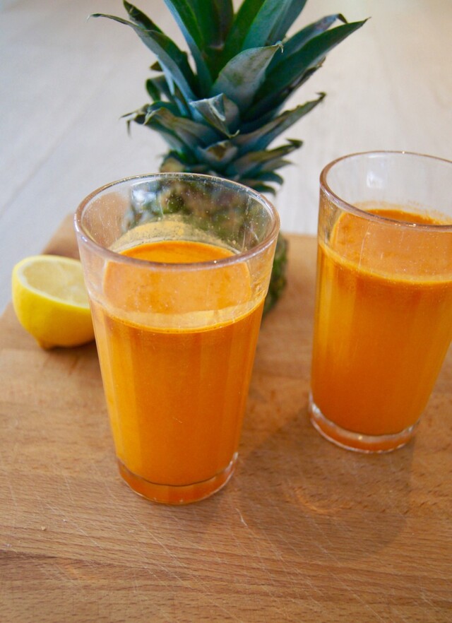 Pineapple, carrot and orange juice