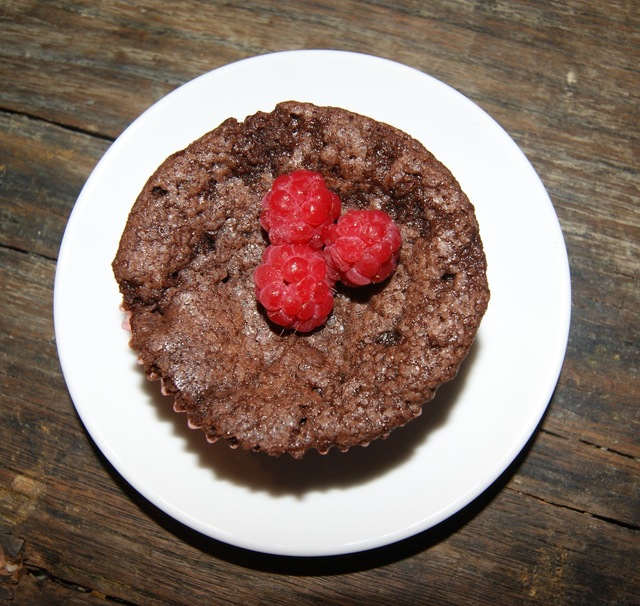Brownie muffins med bringebær