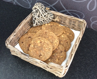 Cookies med cashew nøtter, mørk sjokolade og salt