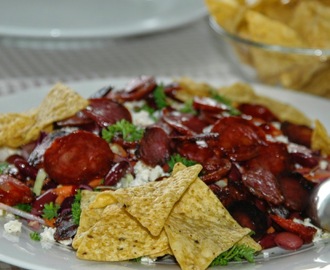 Texmex-salat med chorizo og bønner