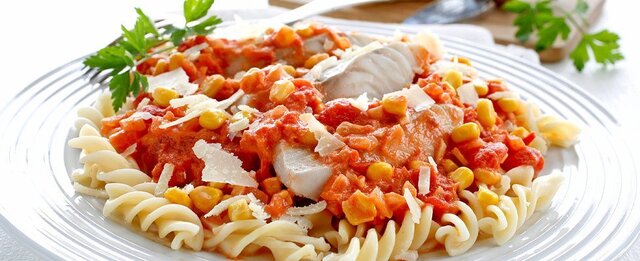 Dagens rett                               Tomatsei med pasta