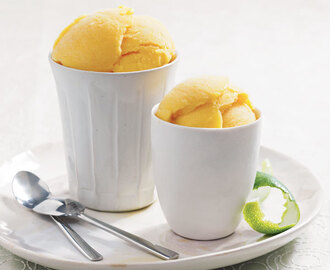 Hjemmelaget sorbet med mango