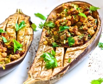 Ovnsbakt aubergine med fyll