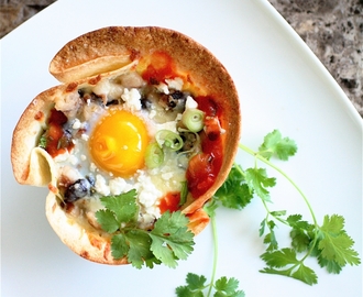 Huevos Rancheros in Tortilla Cups