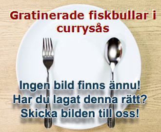 Gratinerade fiskbullar i currysås