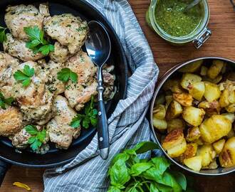 Torskrygg med kantareller, potatis och beurre blanc