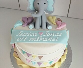 Baby shower tårta med elefant