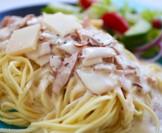 Carbonara med rökt skinka